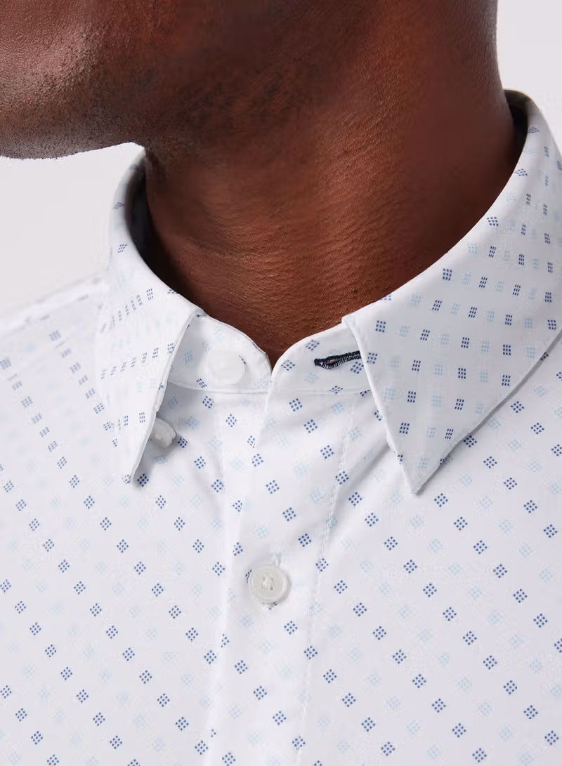 Leeward Dress Shirt - White Geo Dot