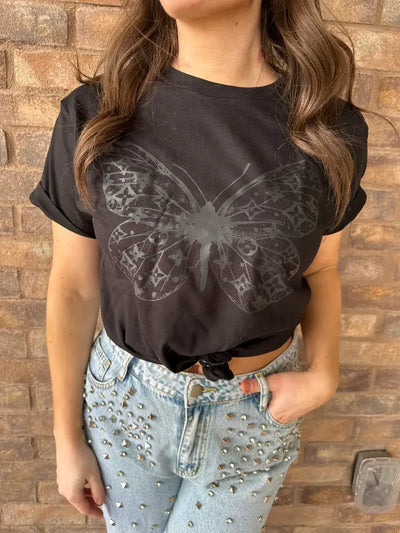 Butterfly Black On Black Graphic T-ShirT
