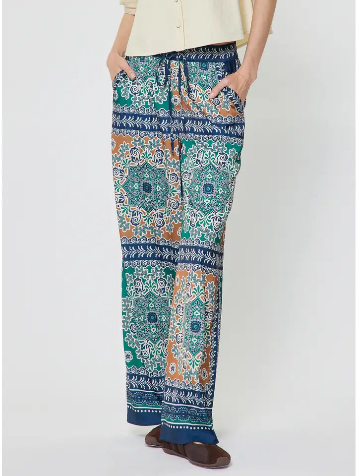 Boho Damask Long Wide Pants
