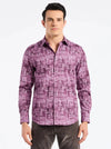 Berkley Berry Sport Shirt – Abstract basket weave tile print front view