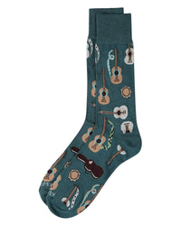 Folk Guitars Men`s Bamboo Crew: Teal / 10-13