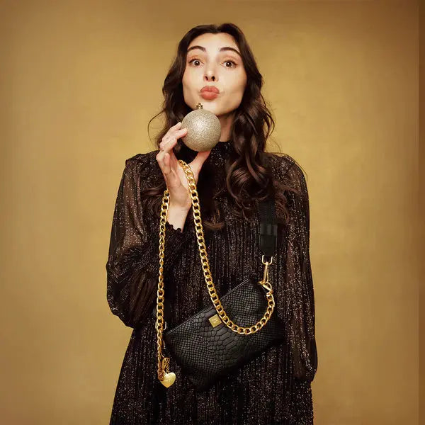 Fame Handbag - Black Python Think Royln