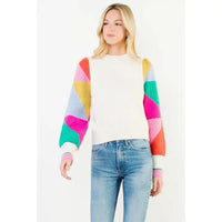 Colorblocked Sleeve Knit Sweater THML