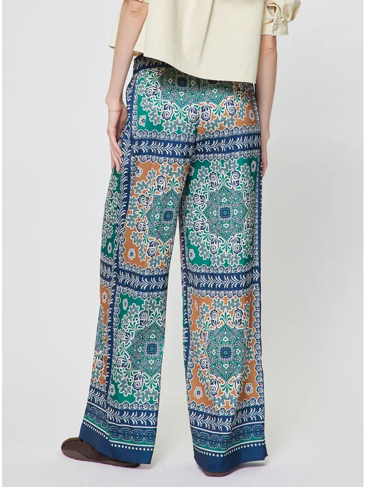 Boho Damask Long Wide Pants