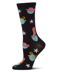 Western Disco Ladies Bamboo Crew: Black / 9-11