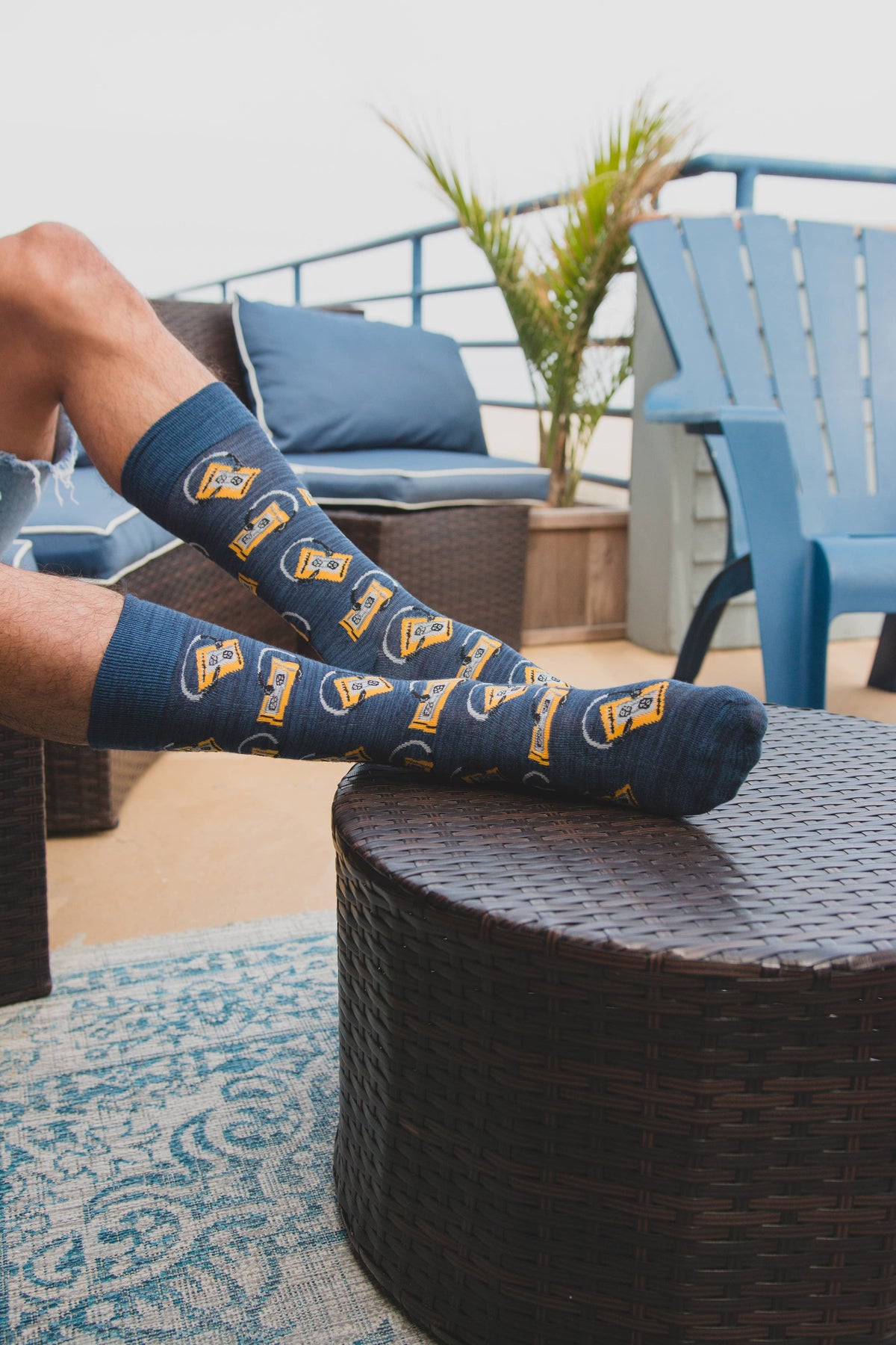 MeMoi Slick Beats Cassette Player Men's Socks: Navy Blazer / 10 13