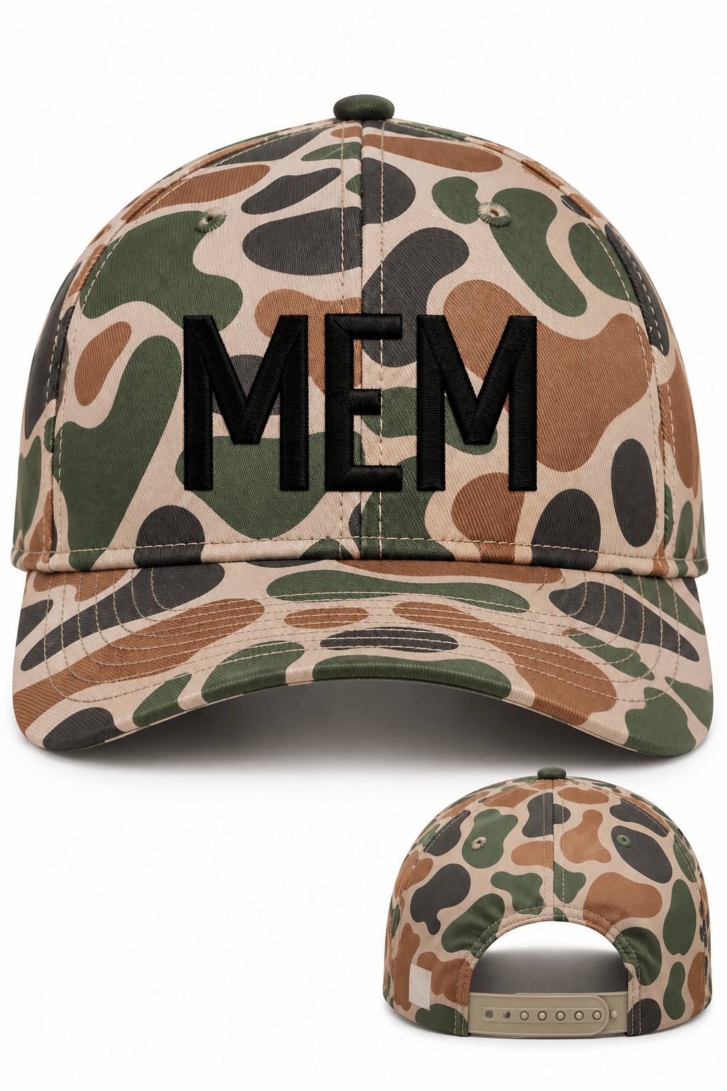 MEM Embroidered Snapback Hat - Camo
