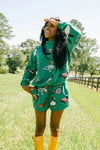 Dark Green Duck Mock Neck Sweatshirt Queen of Sparkles
