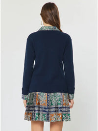 Tile Print Woven Combo Sweater Dress