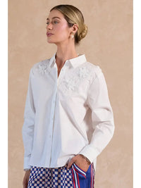 Floral Applique Button Down Shirt