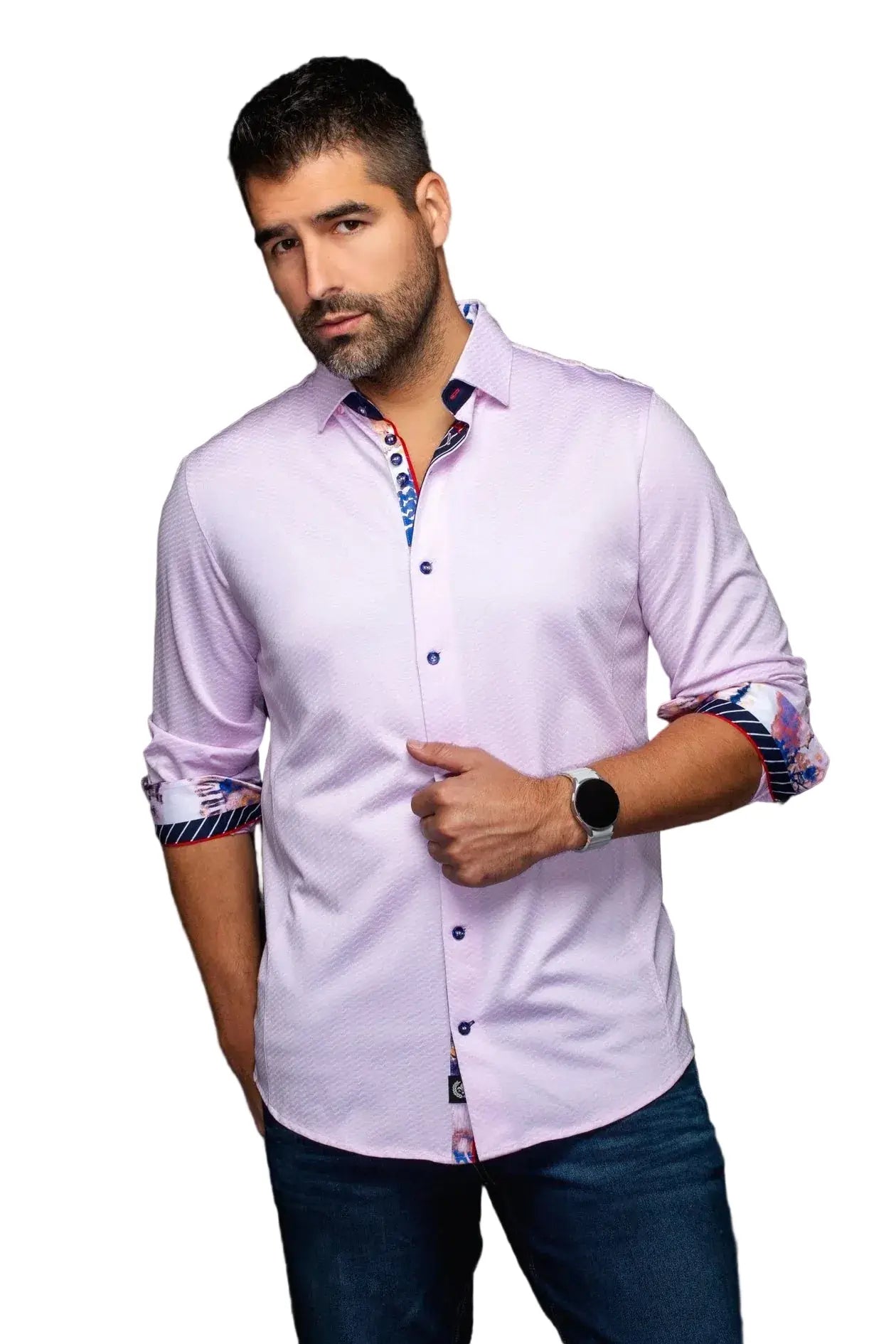 Ironbark Light Pink Jacquard Sport Shirt