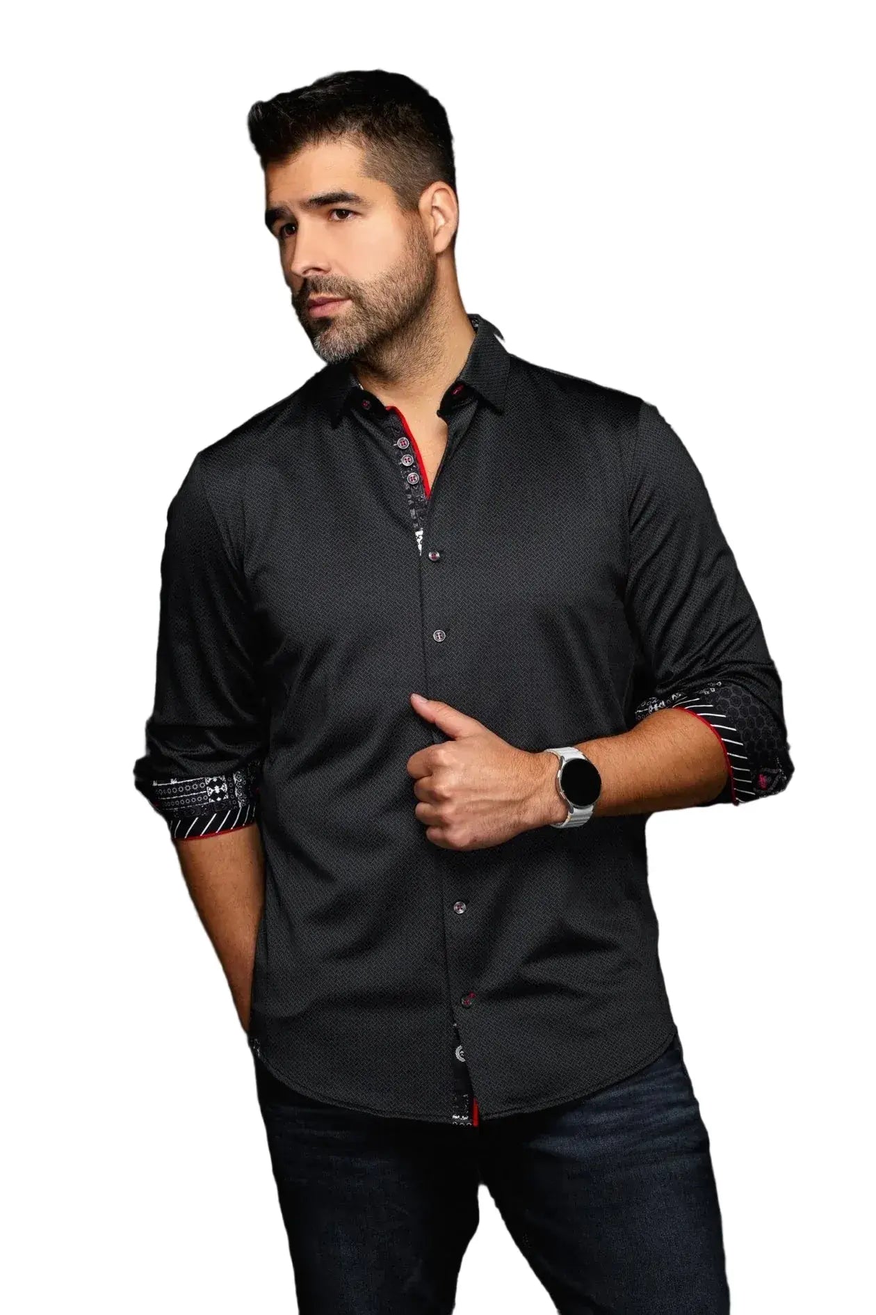 Sandstone Black Jacquard Sport Shirt