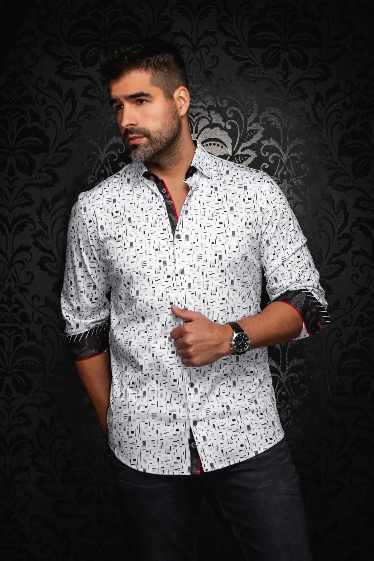 Stratta White Sport Shirt Au Noir