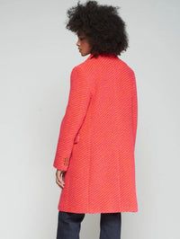 PINK AND ORANGE DIAGONAL STRIPED WOOL COAT Vilagallo
