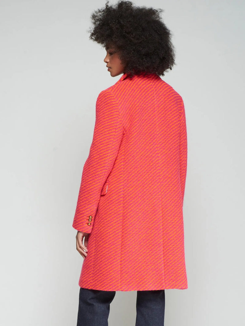 PINK AND ORANGE DIAGONAL STRIPED WOOL COAT Vilagallo