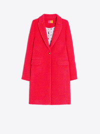 PINK AND ORANGE DIAGONAL STRIPED WOOL COAT Vilagallo