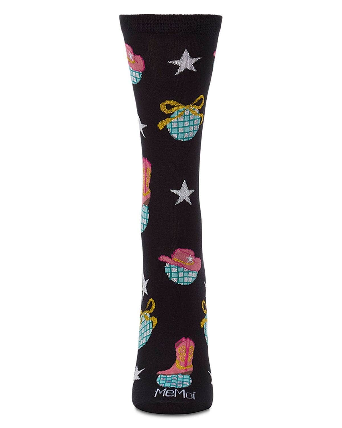Western Disco Ladies Bamboo Crew: Black / 9-11