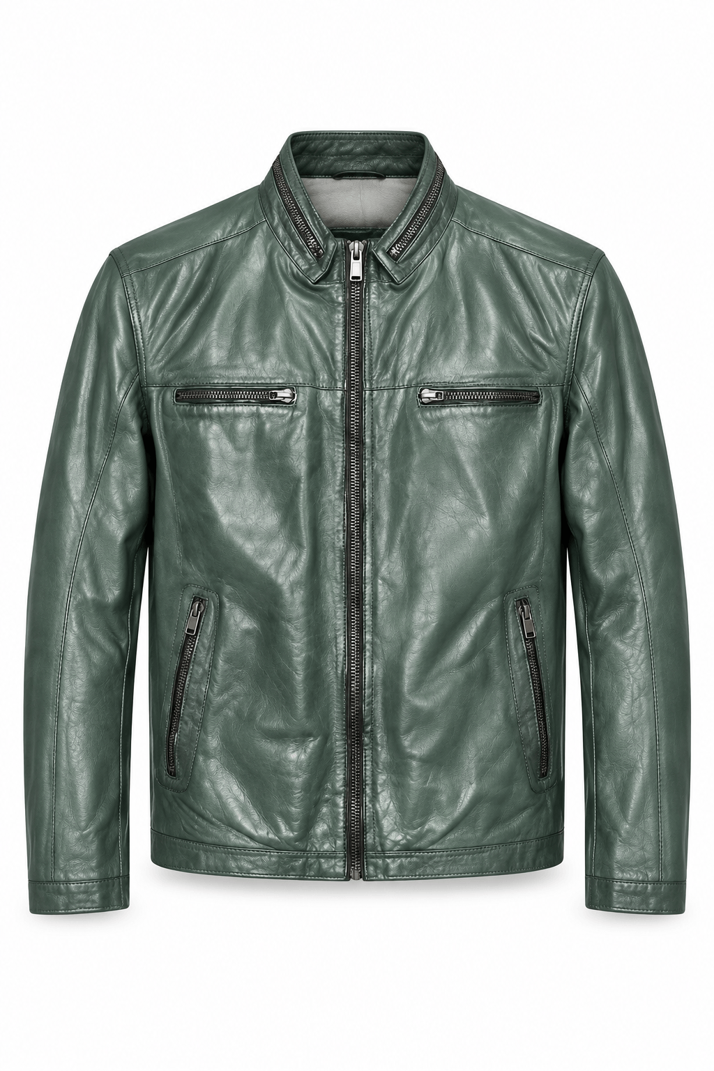 Nash Leather Jacket - Sage Green