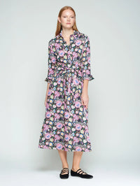 TIGER AND FLORAL SHIRT DRESS Vilagallo