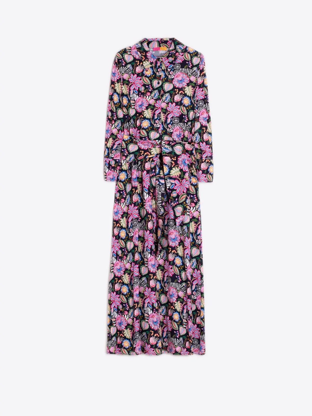 TIGER AND FLORAL SHIRT DRESS Vilagallo