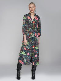 Lucile Black Floral Print Dress