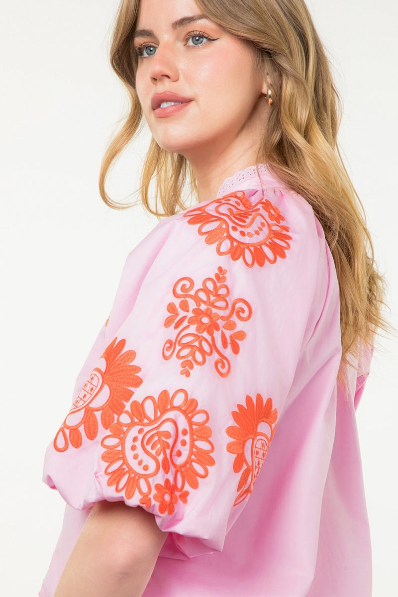 Pink Petal Puff Sleeve Top