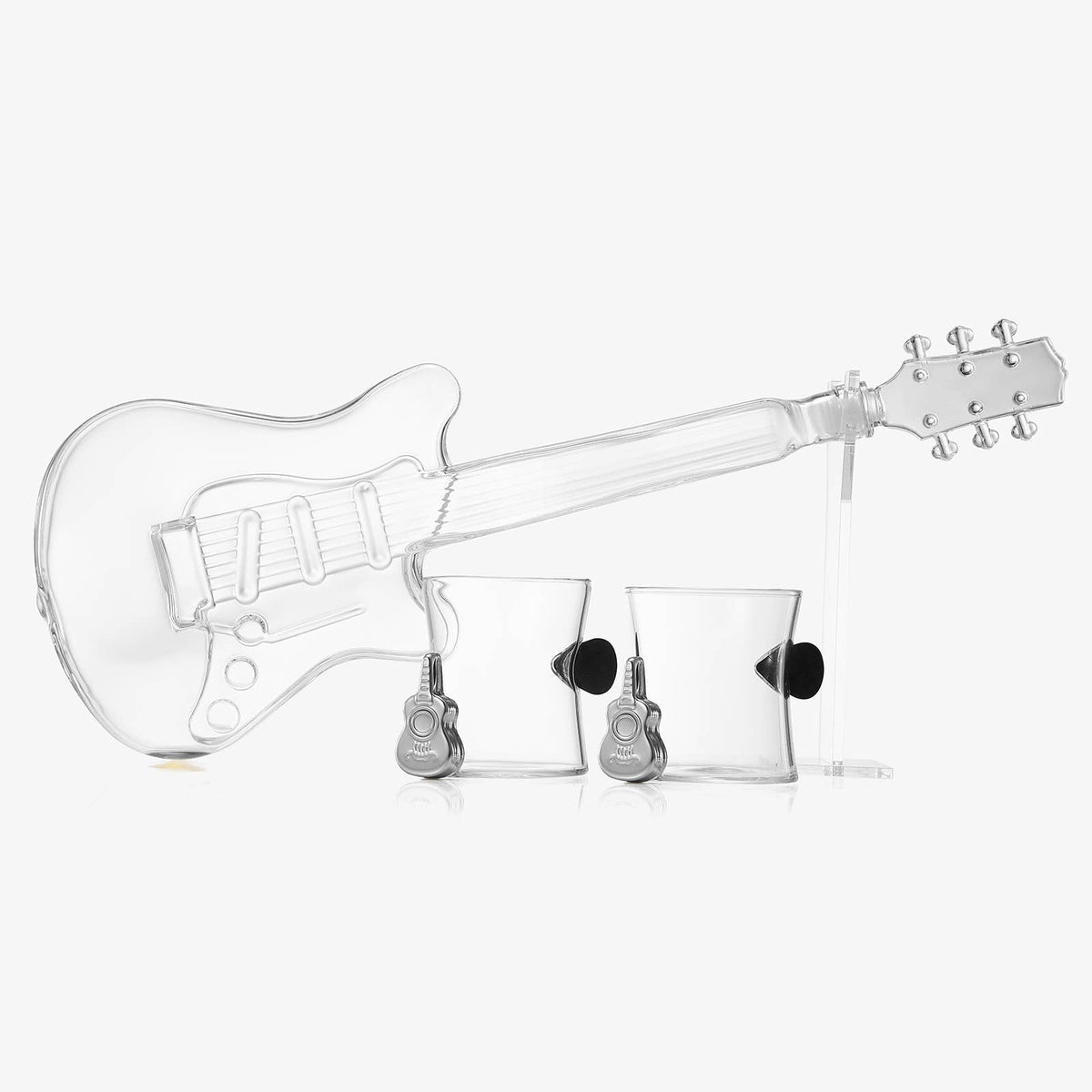 Electric Guitar  Decanter with 2 Pick Whiskey Glasses The Wine Savant / Khen Glassware