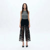 High Rise Wide Leg Jeans with Lace Spliced