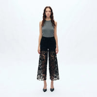 High Rise Wide Leg Jeans with Lace Spliced