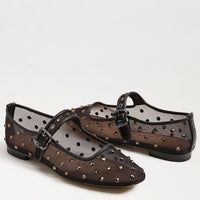 Michaela Shine Mary Jane Flat - Cafe Noir Mesh Fabric Sam Edelman