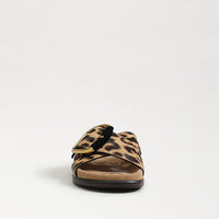 Darla Buckle Slide Sandal -   Cyprus Tan Leopard Brahma Hair