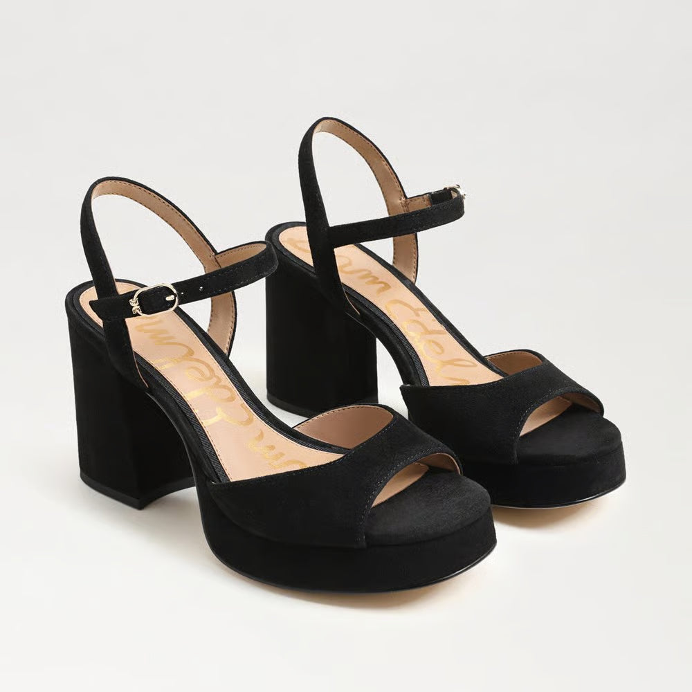 Fleur Platform Sandal - Black Suede