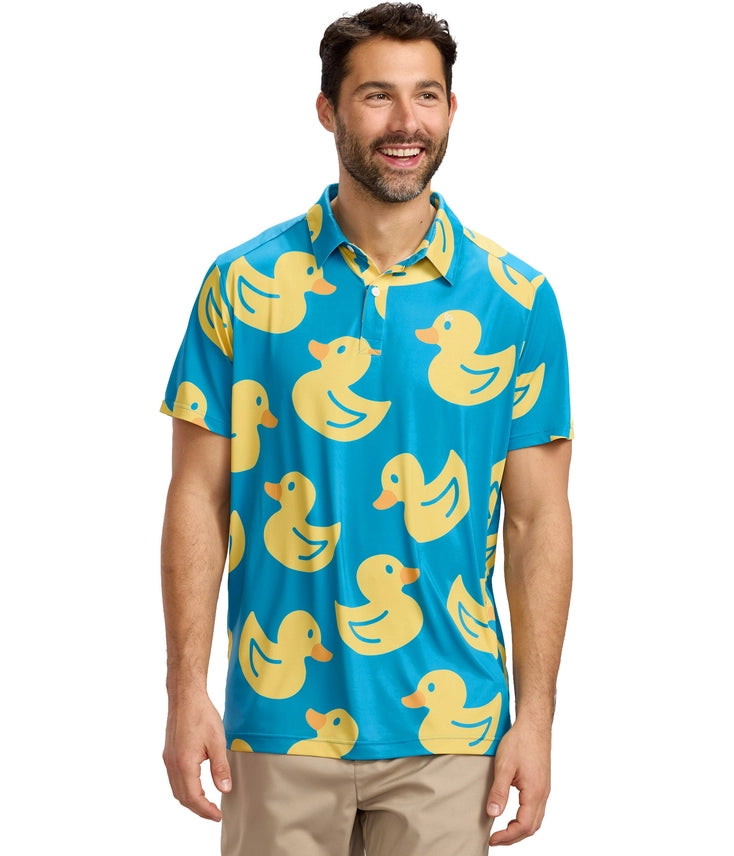 Duckin' Around Men's Golf Polo - Rubber Ducky Golf Shirt