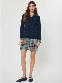 Tile Print Woven Combo Sweater Dress
