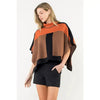 Colorblock Turtleneck Knit Poncho Joh Apparel