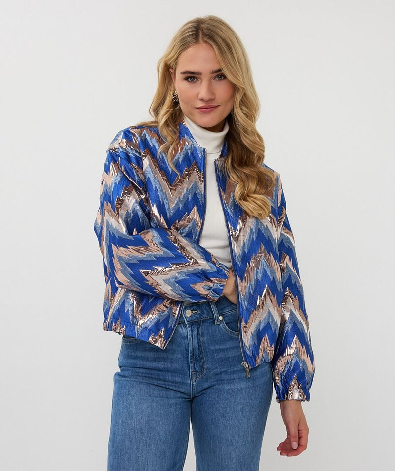Zigzag Jacquard Bomber Jacket