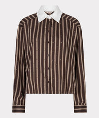 Cropped Striped Blouse w/ Studs