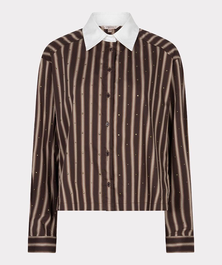 Cropped Striped Blouse w/ Studs