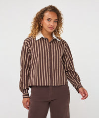 Cropped Striped Blouse w/ Studs