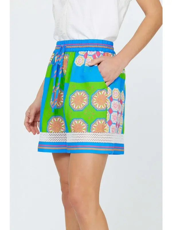 Boho Geometric Print Shorts Le Lis