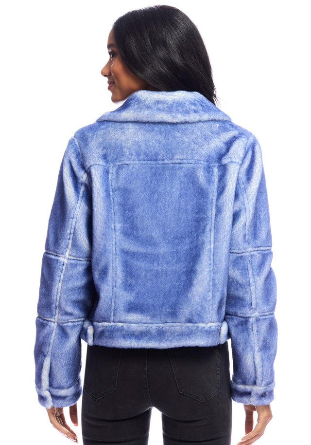 Indigo Blue Jeanius Faux Fur Denim Jacket