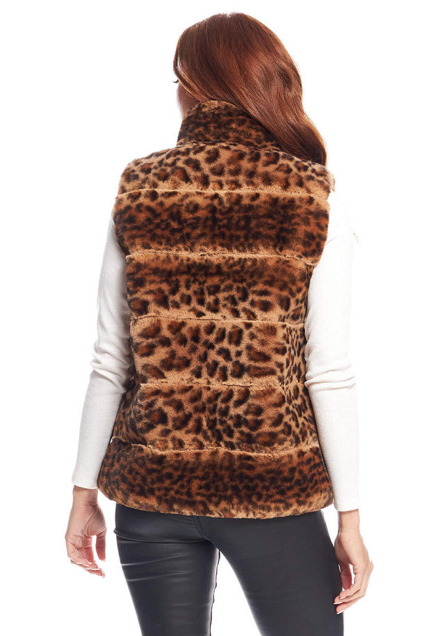 Leopard Faux Fur Posh Snap Vest