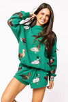 Dark Green Duck Mock Neck Sweatshirt Queen of Sparkles