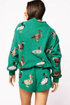 Dark Green Duck Mock Neck Sweatshirt Queen of Sparkles