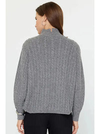 Wool Blend Cable Sweater - Grey Current Air