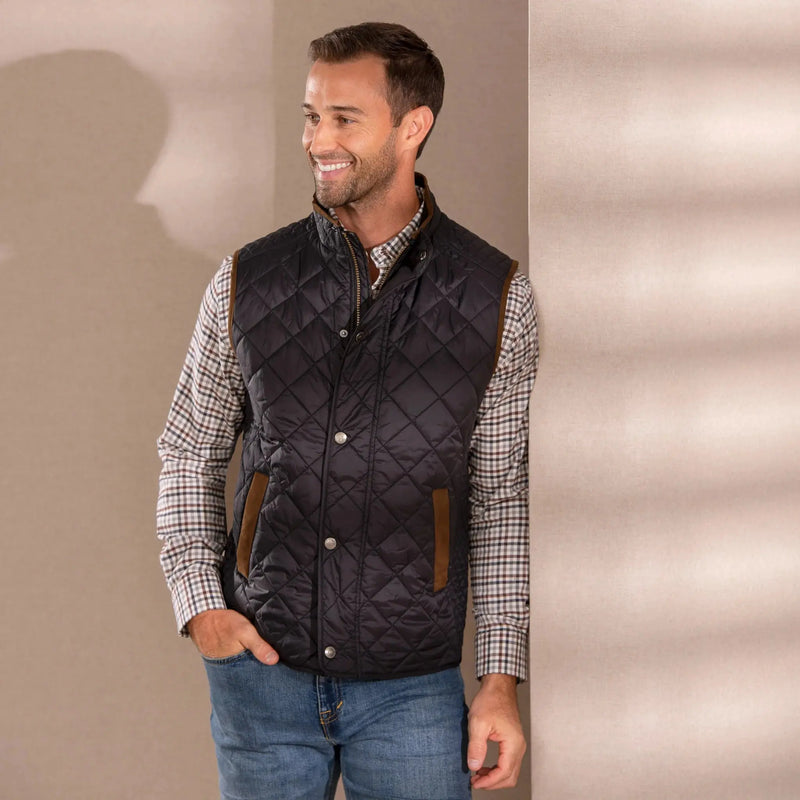 Greenville Diamond Quilted Vest - Black Madison Creek Outfitters