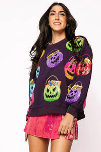 Dark Purple Halloween Baskets Sweatshirt Queen of Sparkles