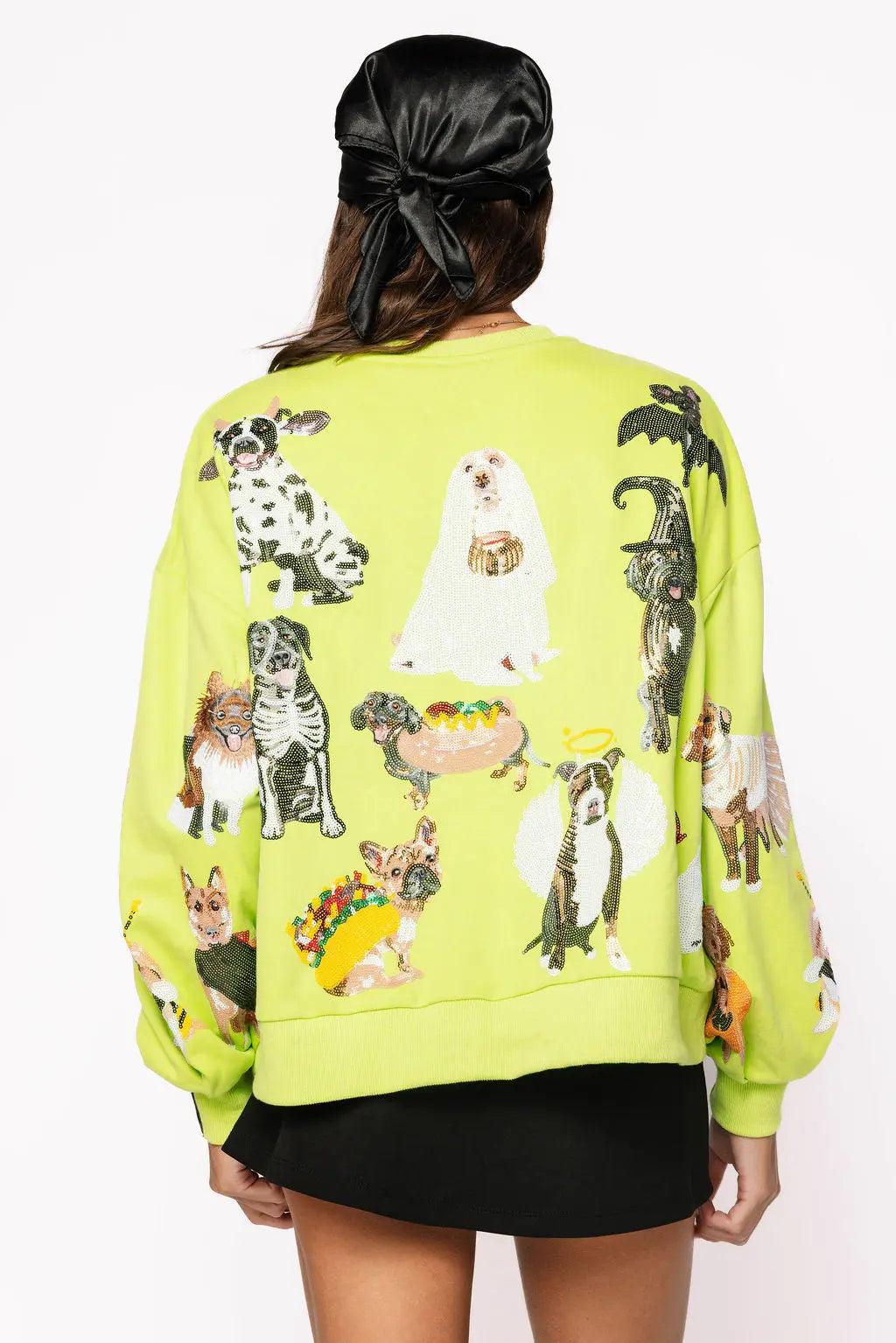 Lime Green Halloween Dogs Sweatshirt Queen of Sparkles