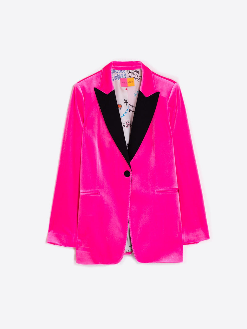 Sophia Pink Velvet Blazer