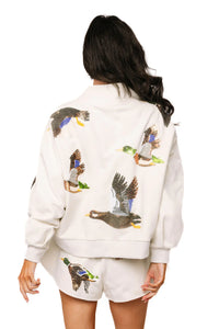 Ivory Flying Ducks Mock Neck Sweatshirt